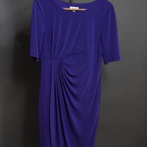 Purple knee length elbow sleeve dress